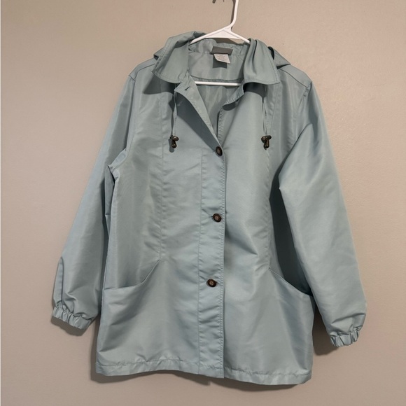 Blair Jackets & Blazers - Vintage Blair Women's Light Blue Hooded trench Jacket size medium